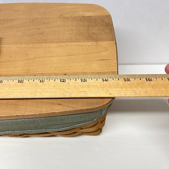 Longaberger Vanity Basket with Wood Lid Cloth Liner Plastic Liner - Picture 9 of 10